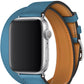 Apple Watch Uyumlu Spiralis Deri Kordon Çelik Mavi