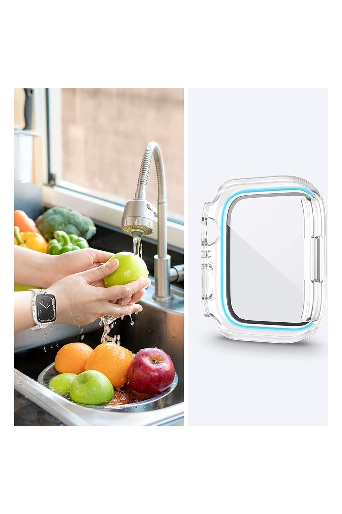 Apple Watch Uyumlu Ekran Koruyucu Kasa Suya Dayanıklı Clear  bikordon
