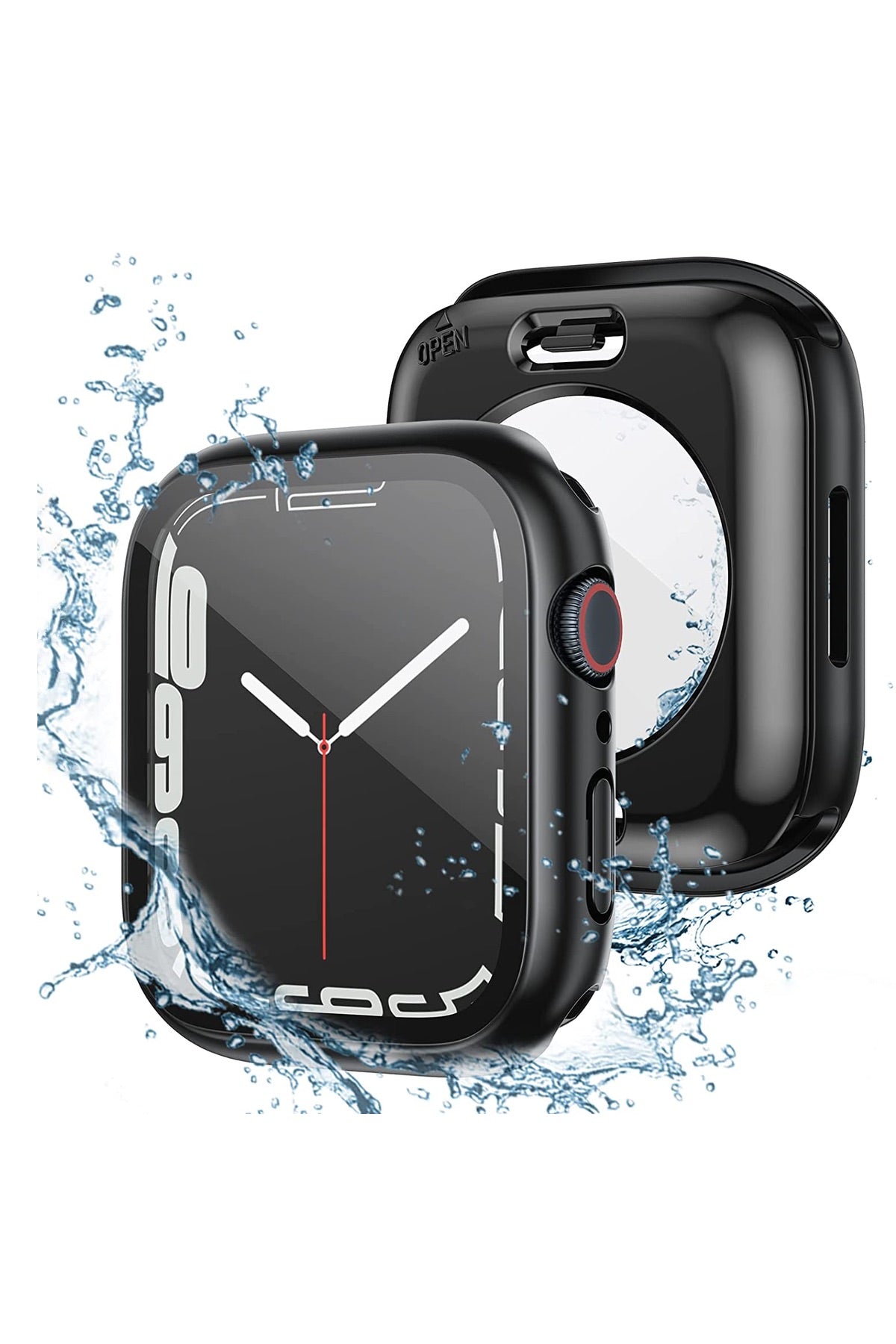 Apple Watch Uyumlu Ekran Koruyucu Kasa Suya Dayanıklı Dark Black  bikordon