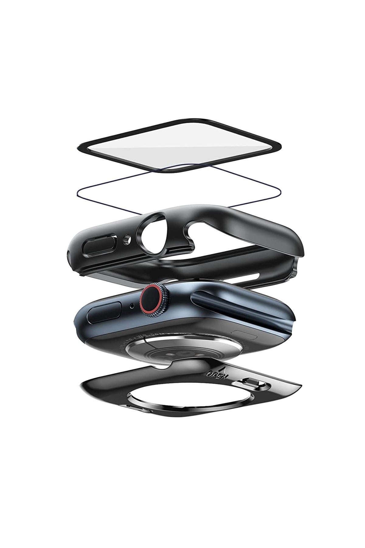 Apple Watch Uyumlu Ekran Koruyucu Kasa Suya Dayanıklı Dark Black  bikordon
