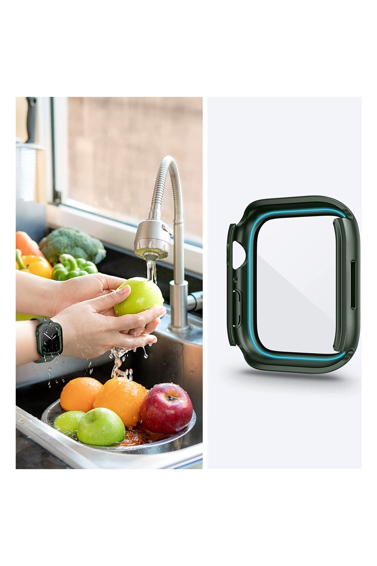 Apple Watch Uyumlu Ekran Koruyucu Kasa Suya Dayanıklı Deep Jungle  bikordon