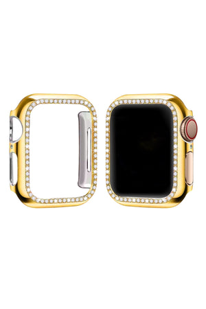 Apple Watch Uyumlu Ekran Koruyucu Taşlı Parlak Kasa Gold