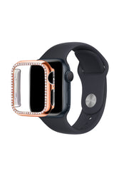 Apple Watch Uyumlu Ekran Koruyucu Taşlı Parlak Kasa Rose Gold