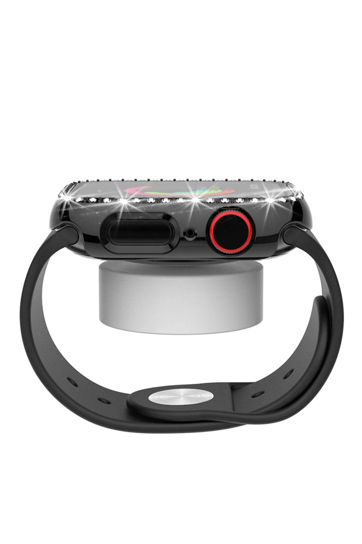 Apple Watch Uyumlu Ekran Koruyucu Taşlı Kasa Şeffaf  bikordon