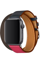 Apple Watch Uyumlu Spiralis Deri Kordon Gece Pembe