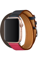Apple Watch Uyumlu Spiralis Deri Kordon Gece Pembe