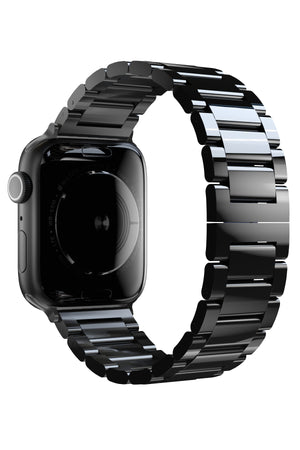 Apple Watch Uyumlu Gloss Loop Çelik Kordon Siyah  bikordon