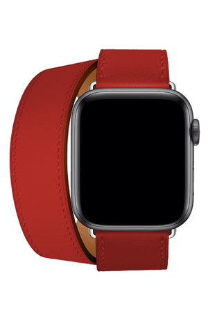 Apple Watch Uyumlu Spiralis Deri Kordon Kırmızı  bikordon
