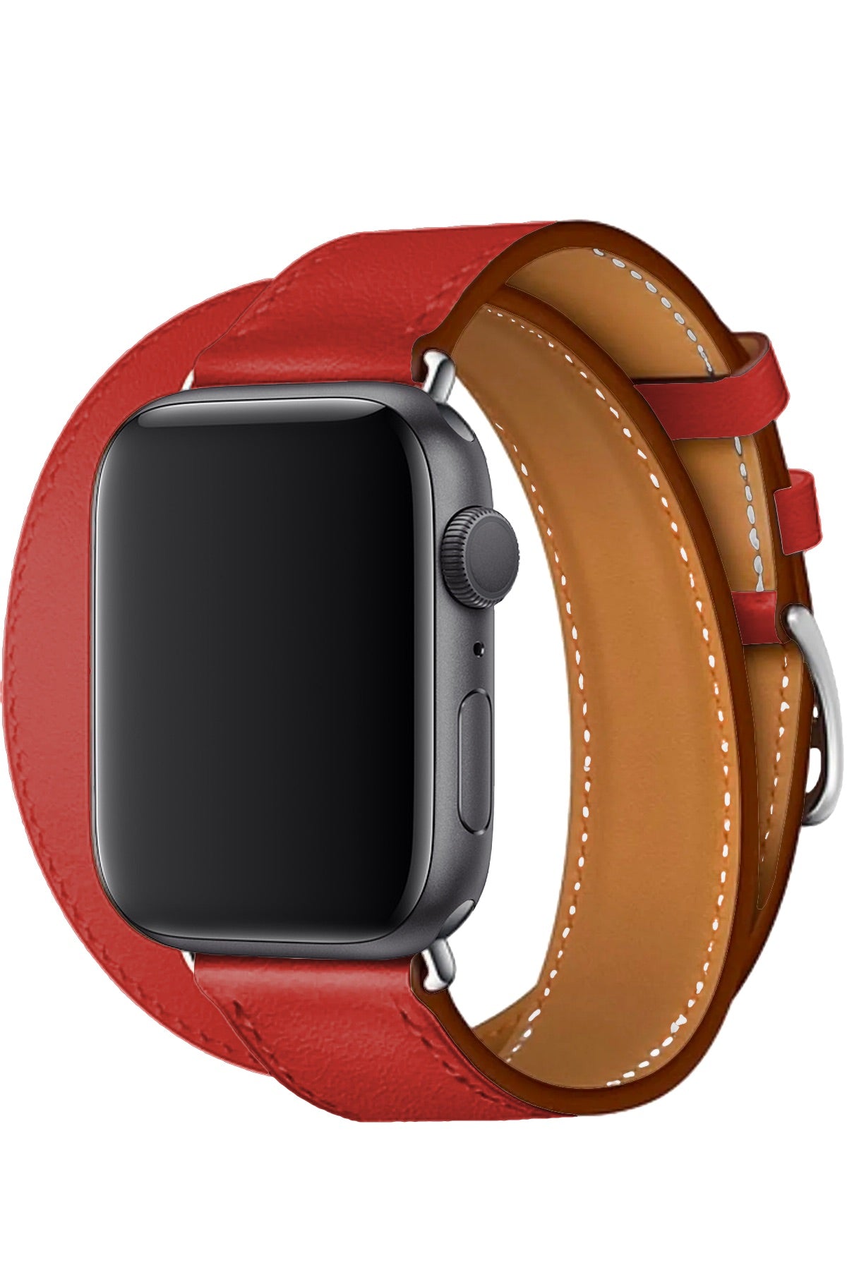 Apple Watch Uyumlu Spiralis Deri Kordon Kırmızı  bikordon