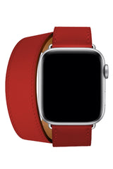 Apple Watch Uyumlu Spiralis Deri Kordon Kırmızı