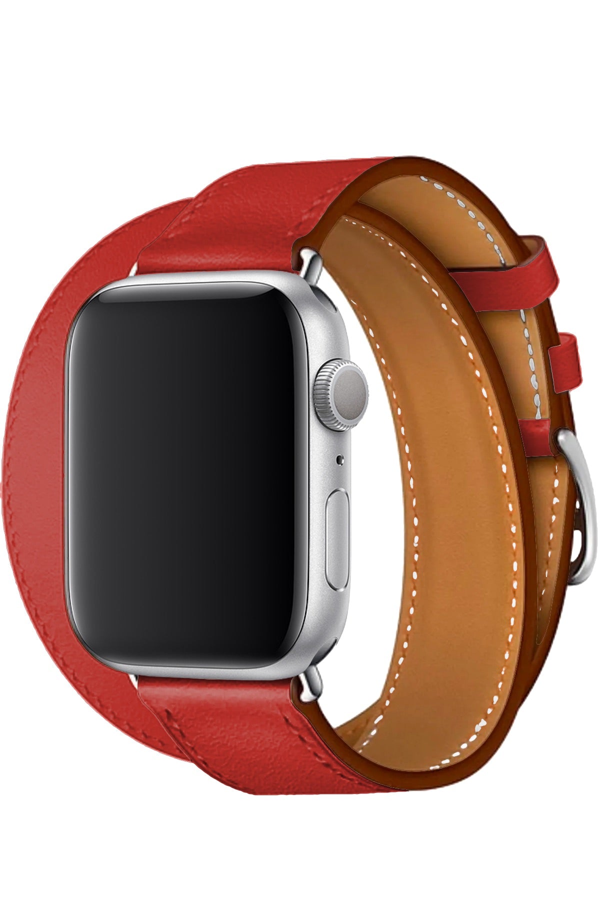 Apple Watch Uyumlu Spiralis Deri Kordon Kırmızı  bikordon
