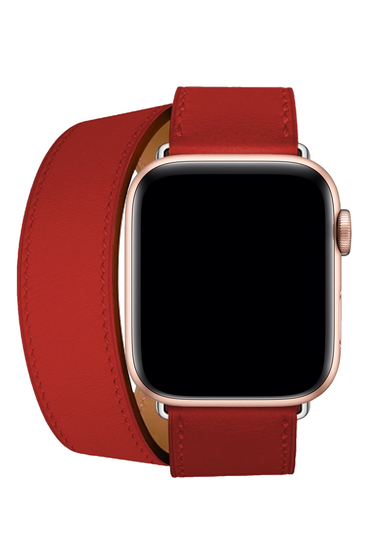Apple Watch Uyumlu Spiralis Deri Kordon Kırmızı  bikordon