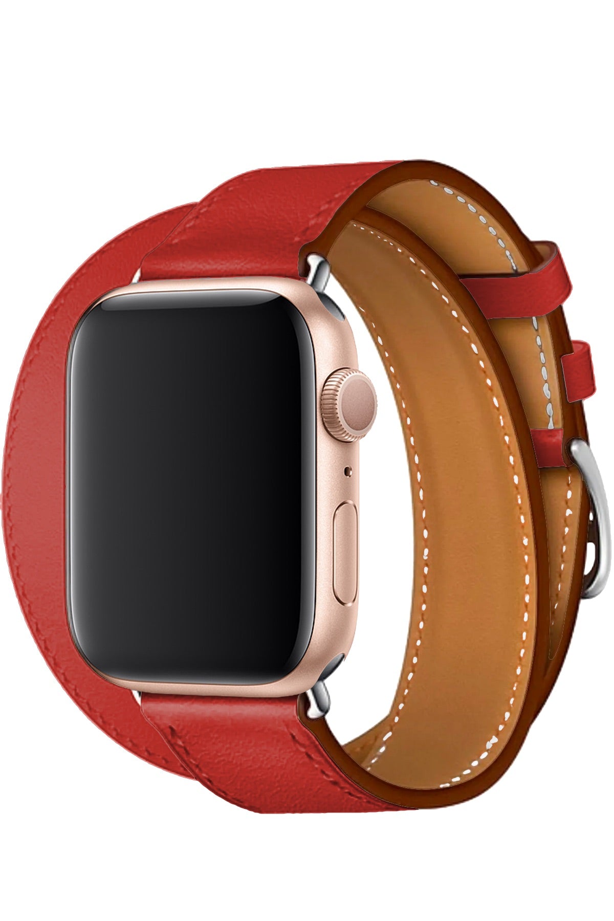 Apple Watch Uyumlu Spiralis Deri Kordon Kırmızı  bikordon
