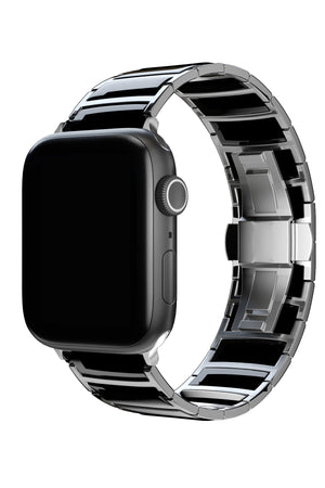 Apple Watch Uyumlu Çelik Seramik Luna Loop Kordon Hematit  bikordon