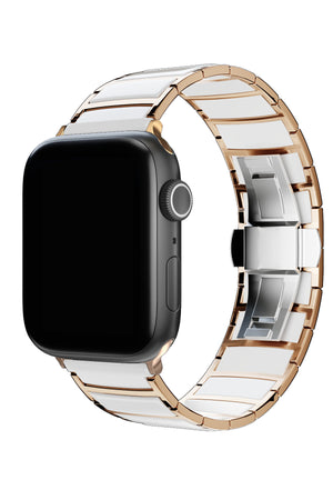 Apple Watch Uyumlu Çelik Seramik Luna Loop Kordon Sitrin  bikordon