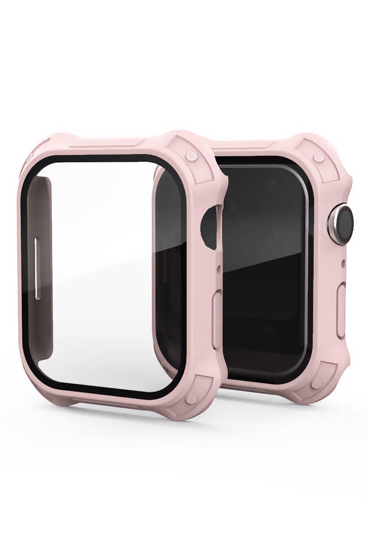 Apple Watch Uyumlu Köşe Korumalı Ekran Koruyucu Kasa Pink Sand  bikordon