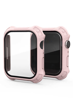Apple Watch Uyumlu Köşe Korumalı Ekran Koruyucu Kasa Pink Sand  bikordon