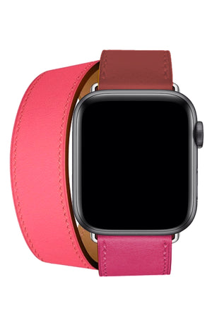 Apple Watch Uyumlu Spiralis Deri Kordon Lavanta Pembe  bikordon