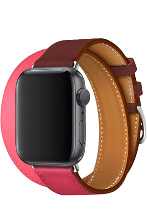 Apple Watch Uyumlu Spiralis Deri Kordon Lavanta Pembe  bikordon