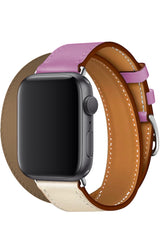 Apple Watch Uyumlu Spiralis Deri Kordon Puka Pembe