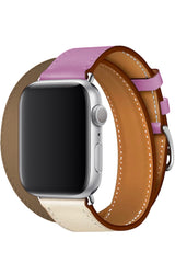 Apple Watch Uyumlu Spiralis Deri Kordon Puka Pembe