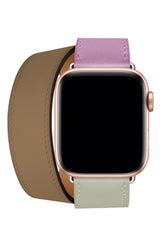 Apple Watch Uyumlu Spiralis Deri Kordon Puka Pembe