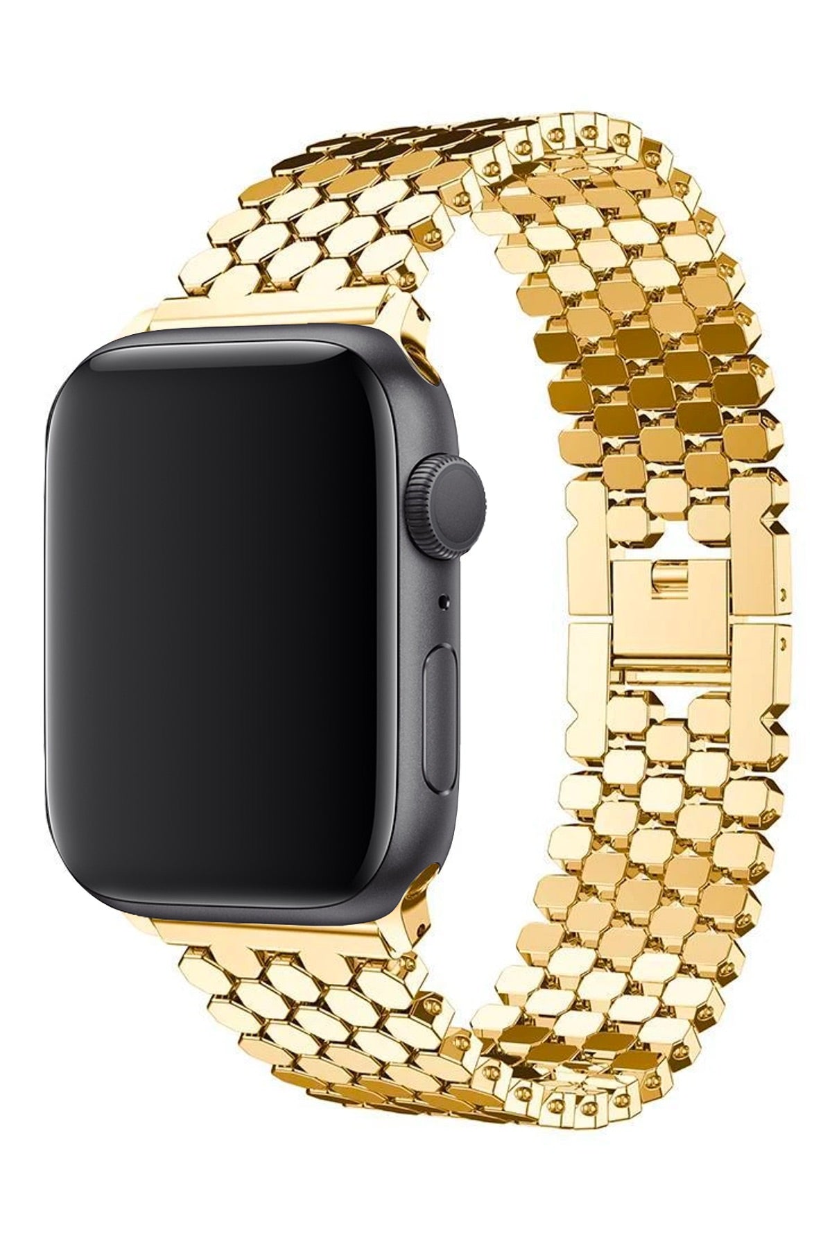Apple Watch Uyumlu Simetro Loop Çelik Kordon Gold  bikordon
