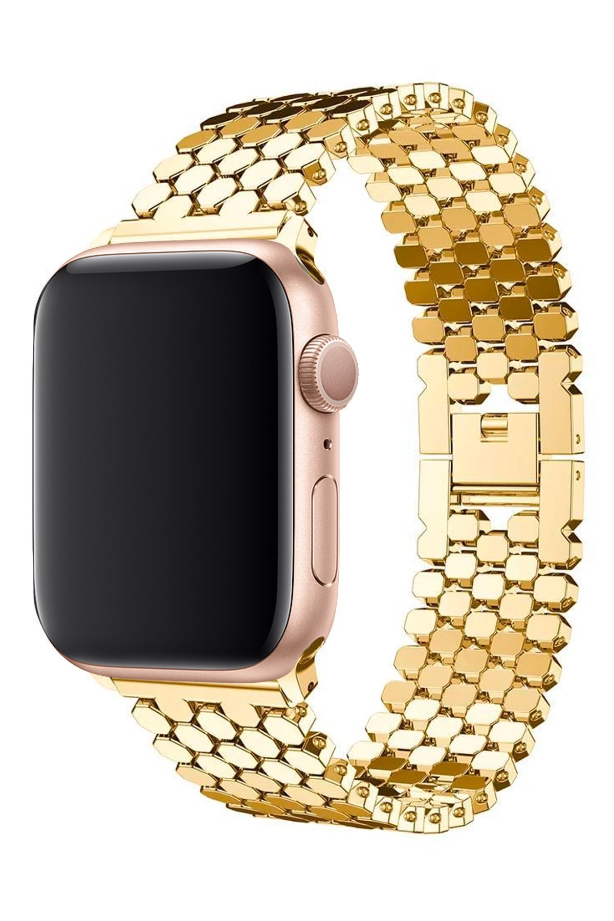 Apple Watch Uyumlu Simetro Loop Çelik Kordon Gold  bikordon