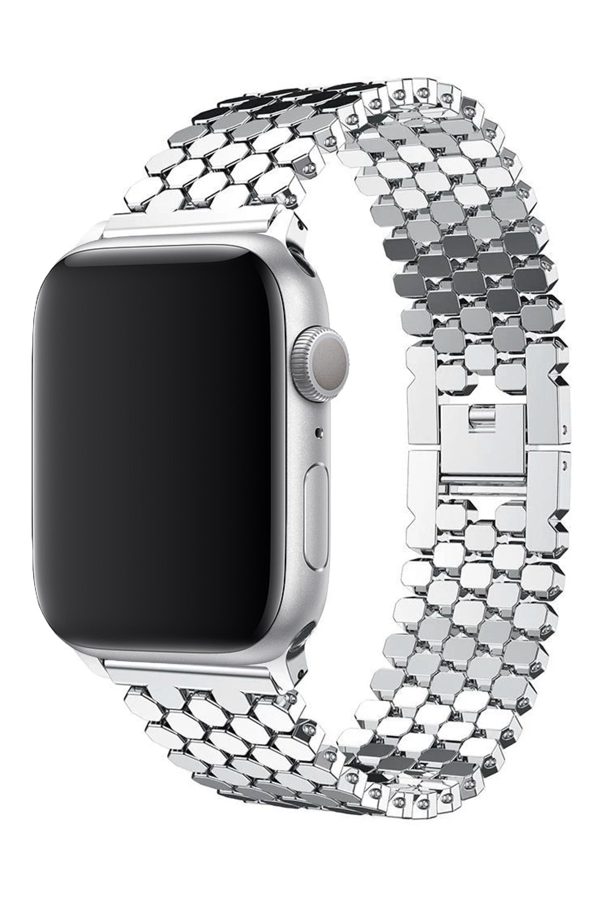 Apple Watch Uyumlu Simetro Loop Çelik Kordon Gümüş Gri  bikordon
