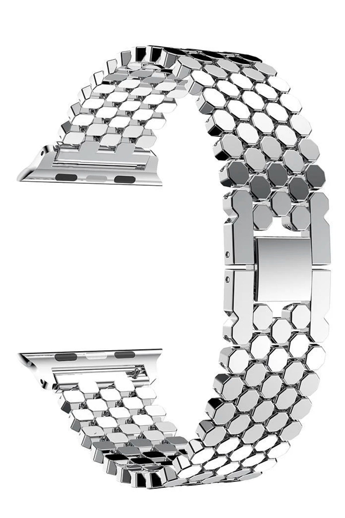 Apple Watch Uyumlu Simetro Loop Çelik Kordon Gümüş Gri  bikordon