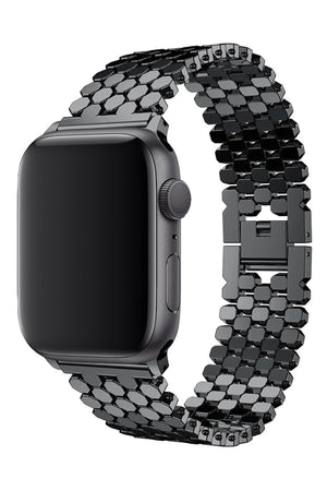 Apple Watch Compatible Simetro Loop Steel Band Black 