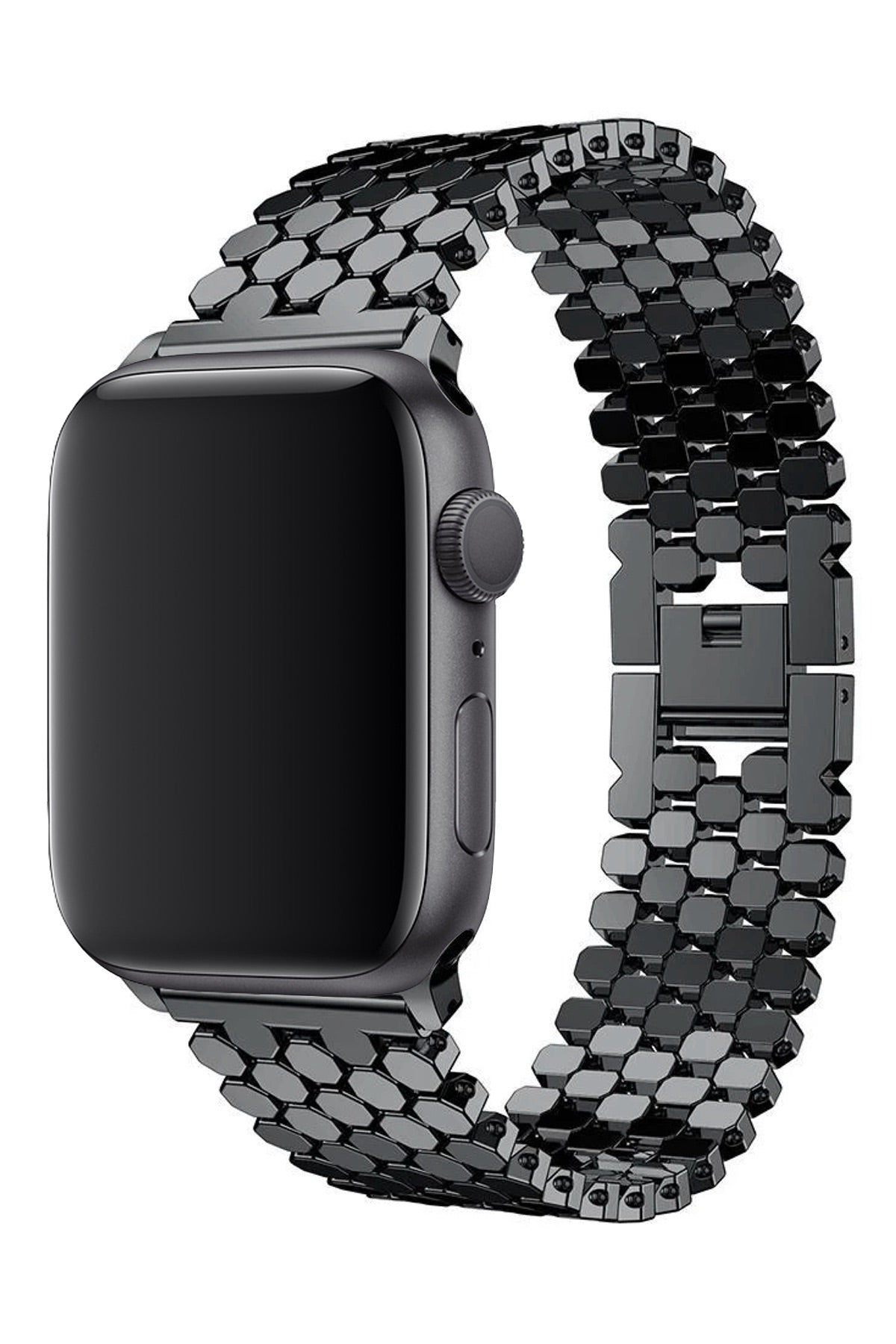 Apple Watch Uyumlu Simetro Loop Çelik Kordon Siyah  bikordon