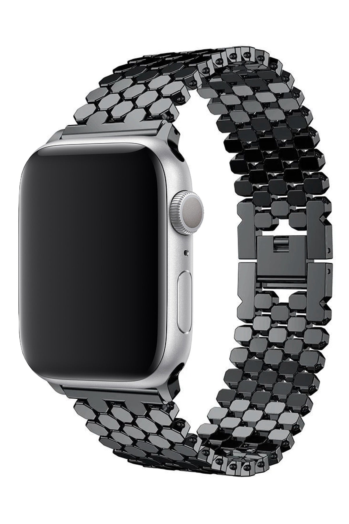 Apple Watch Uyumlu Simetro Loop Çelik Kordon Siyah  bikordon