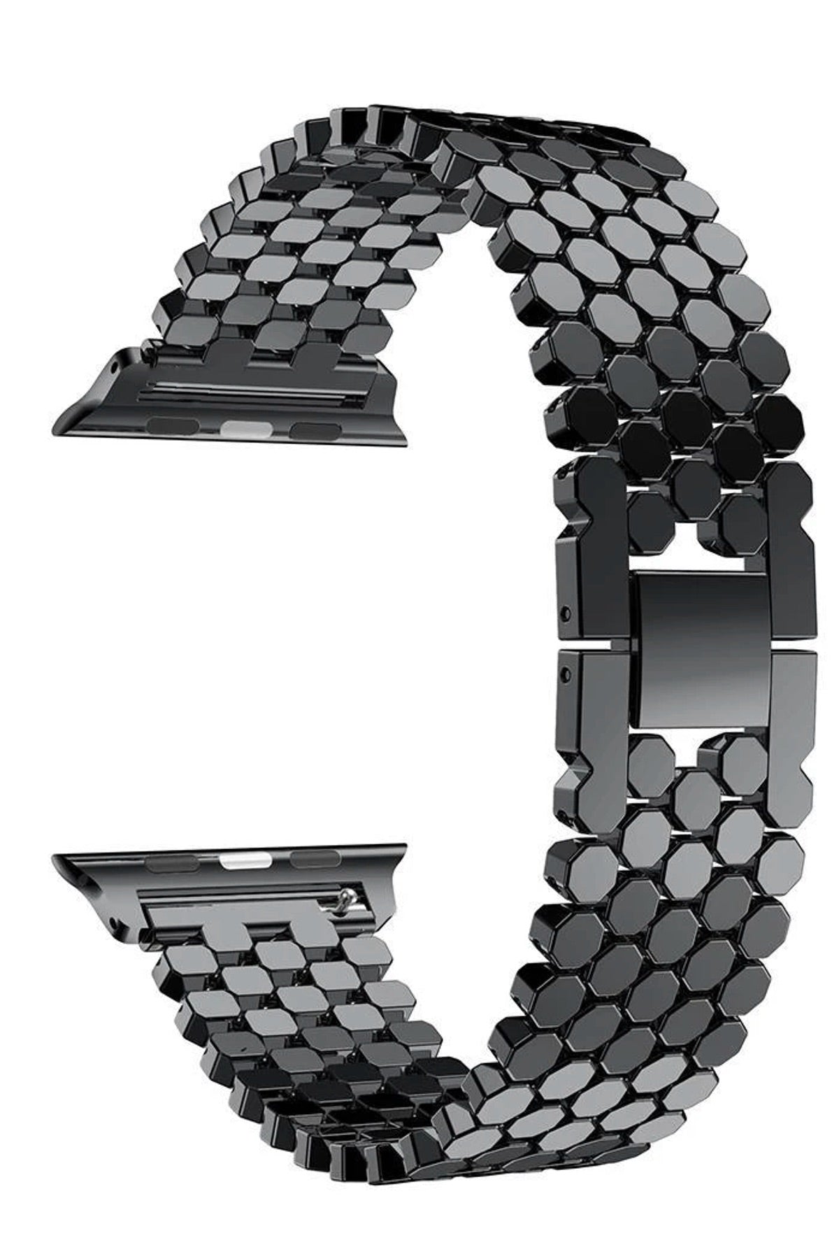 Apple Watch Uyumlu Simetro Loop Çelik Kordon Siyah  bikordon