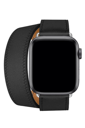 Apple Watch Compatible Spiralis Leather Band Black 