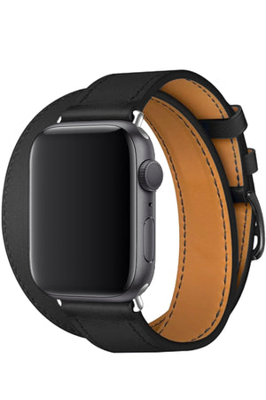 Apple Watch Uyumlu Spiralis Deri Kordon Siyah  bikordon