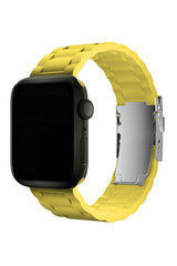 Apple Watch Uyumlu Soft Buckle Silikon Kordon Yellow Tan