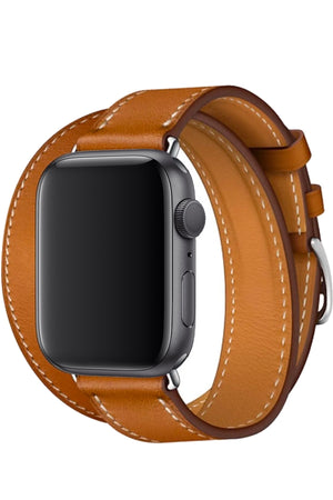 Apple Watch Uyumlu Spiralis Deri Kordon Taba  bikordon