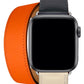 Apple Watch Compatible Spiralis Leather Band Orange Beige 