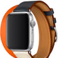 Apple Watch Uyumlu Spiralis Deri Kordon Turuncu Bej