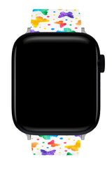 Apple Watch Uyumlu UV Baskılı Silikon Kordon Butterfly
