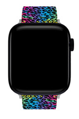 Apple Watch Uyumlu UV Baskılı Silikon Kordon Leopar