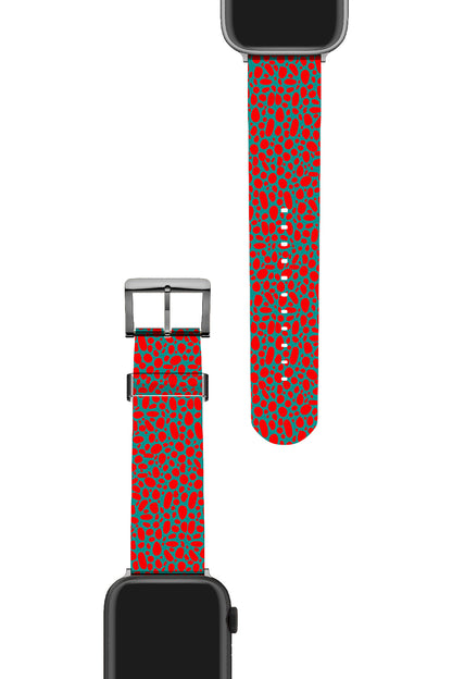 Apple Watch Compatible UV Printed Silicone Band Red Point 