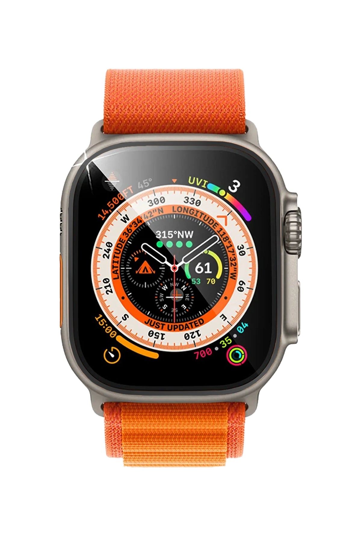 Apple Watch Ultra Uyumlu Metal Çerçeveli Ekran Koruyucu Bamford  bikordon