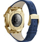 Apple Watch Uyumlu Belize Gold Kasa Koruyucu Deri Kordon Lacivert  bikordon