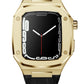Apple Watch Uyumlu Belize Gold Kasa Koruyucu Deri Kordon Siyah  bikordon