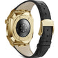 Apple Watch Uyumlu Belize Gold Kasa Koruyucu Deri Kordon Siyah  bikordon