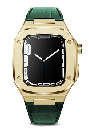 Apple Watch Uyumlu Belize Gold Kasa Koruyucu Deri Kordon Yeşil  bikordon