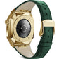 Apple Watch Uyumlu Belize Gold Kasa Koruyucu Deri Kordon Yeşil  bikordon