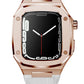 Apple Watch Uyumlu Belize Rose Gold Kasa Koruyucu Deri Kordon Beyaz  bikordon